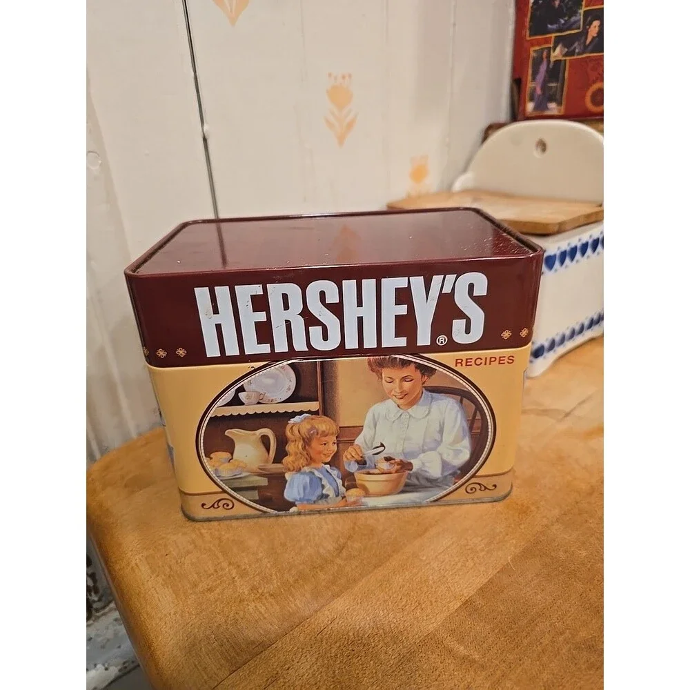 Hershey's Chocolate Keepsake Tin Recipe Box With Recipe Cards Collectible 2007